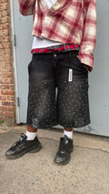 Reconstructed Studded Denim Shorts